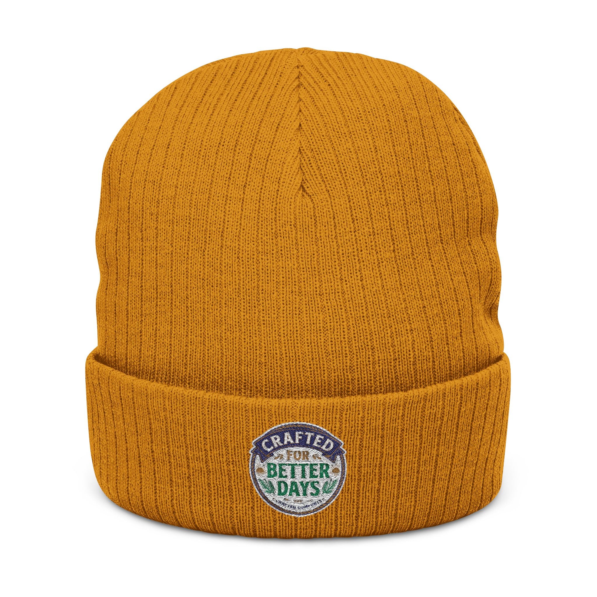 Embroidered 'Better Days' Ribbed Knit Beanie — Cozy Casual Winter Hat