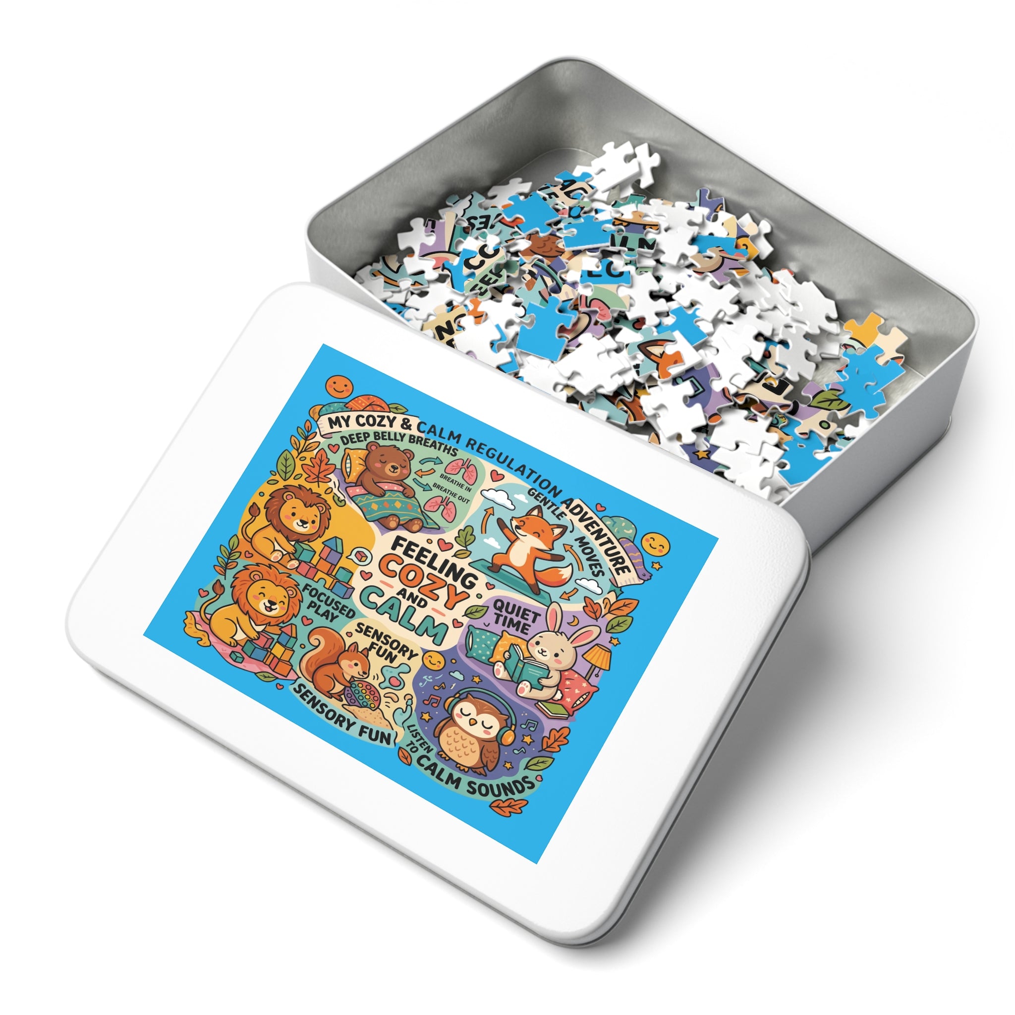 Cozy & Calm Kids Jigsaw Puzzle — Sensory Regulation Tin Set