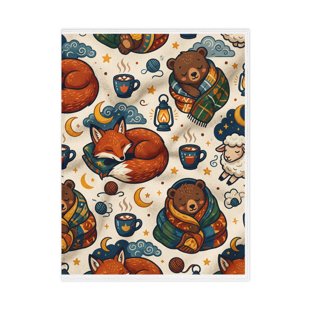 Cozy Woodland Toddler Blanket – Fox & Bear Sleepy Night Nursery Throw
