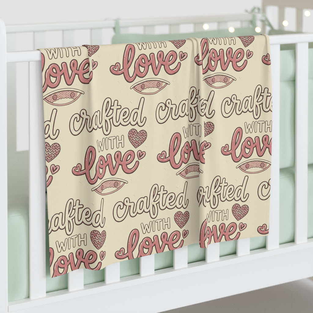 Swaddle Blanket - 'Crafted With Love' Baby Blanket (Neutral Pastel)