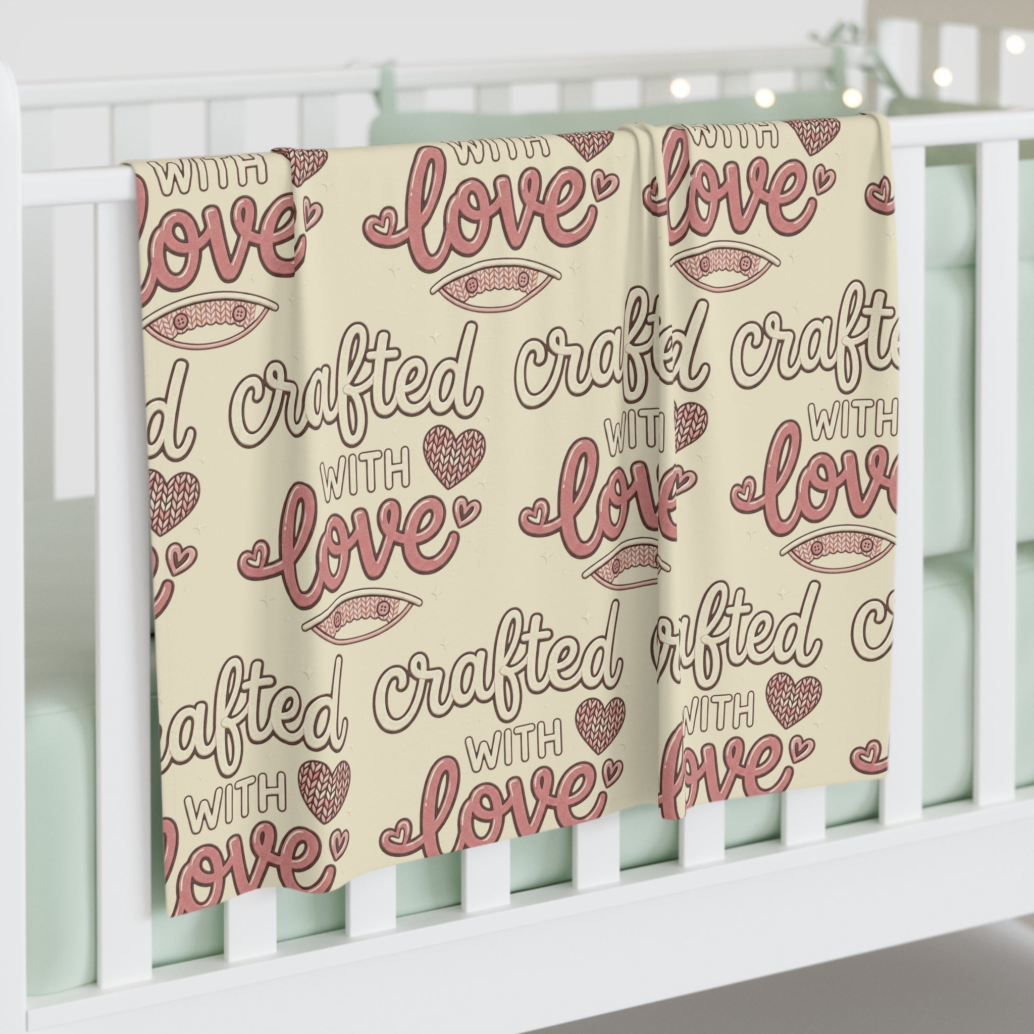 Swaddle Blanket - 'Crafted With Love' Baby Blanket (Neutral Pastel)