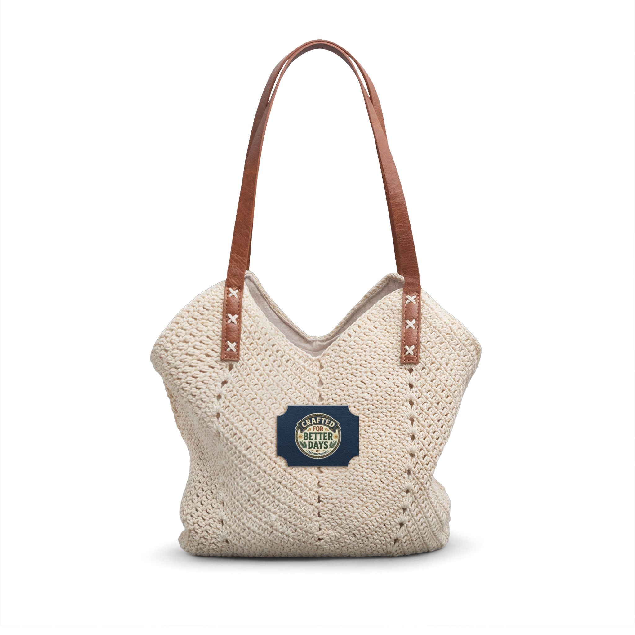 Boho Straw Shoulder Bag – Woven Beach Tote with Leather Straps