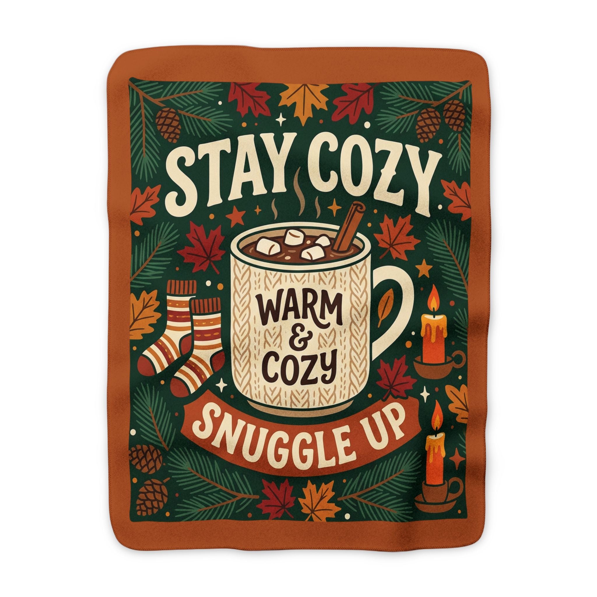 Stay Cozy Hot Cocoa Mug Sherpa Blanket | Warm & Cozy Snuggle Up