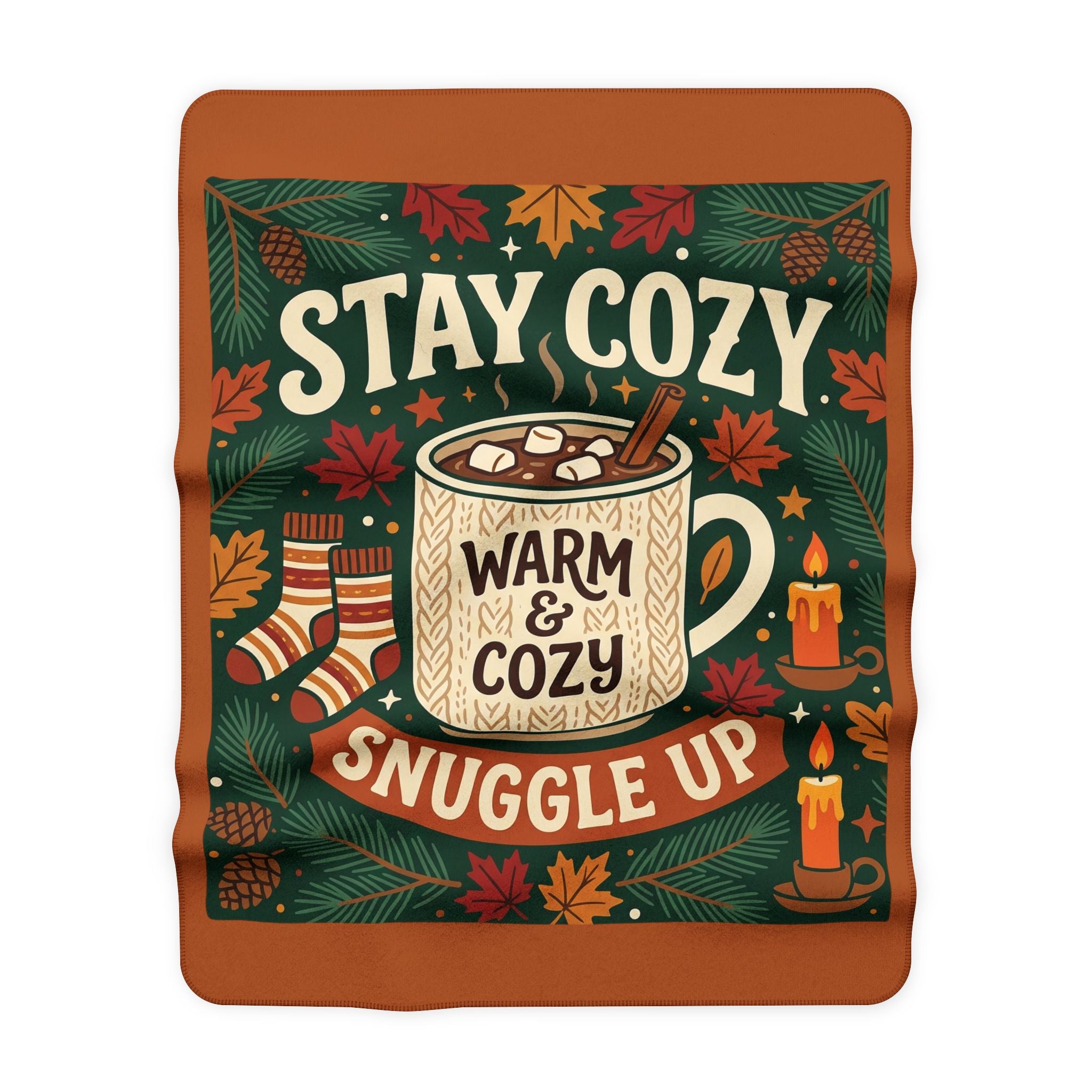 Stay Cozy Hot Cocoa Mug Sherpa Blanket | Warm & Cozy Snuggle Up