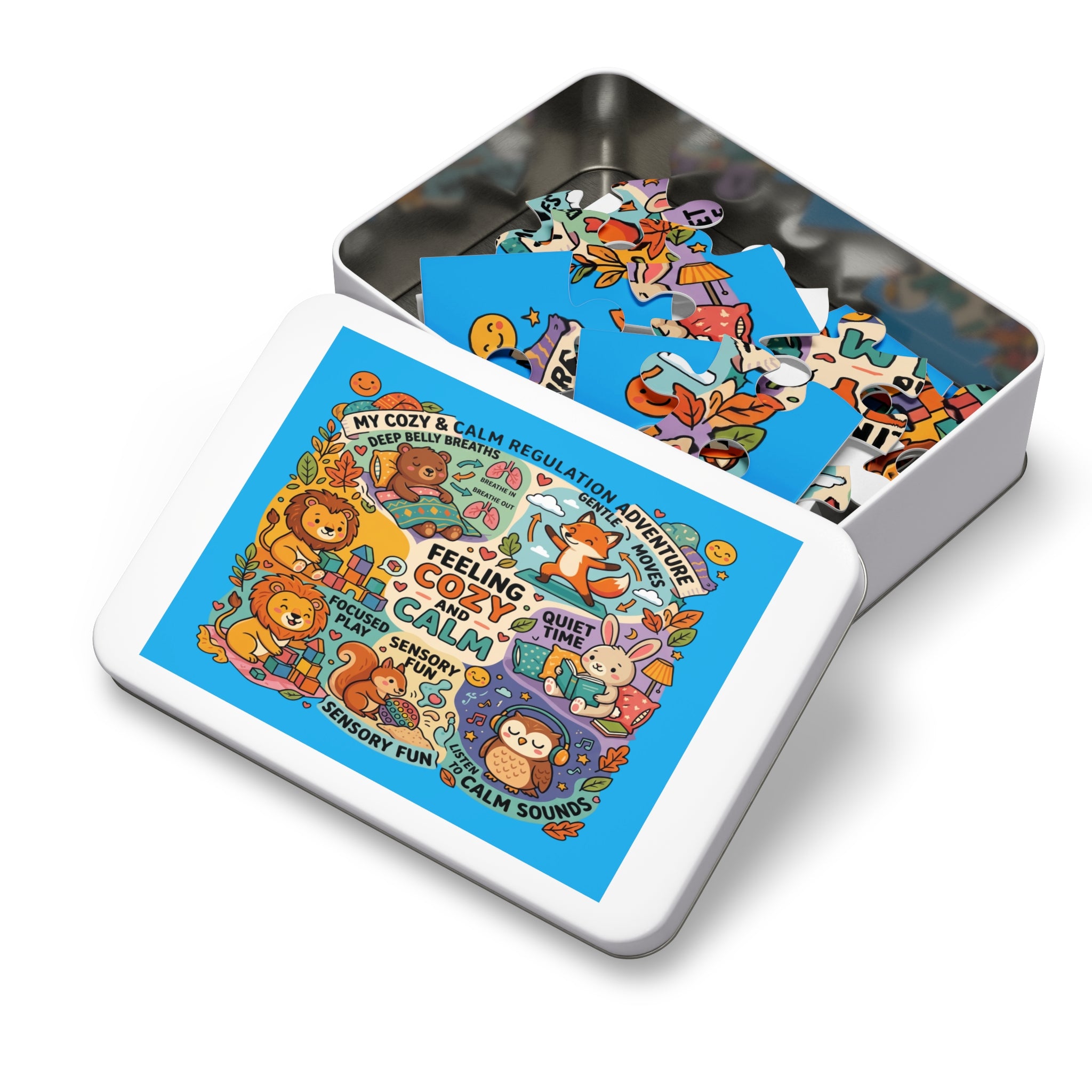 Cozy & Calm Kids Jigsaw Puzzle — Sensory Regulation Tin Set