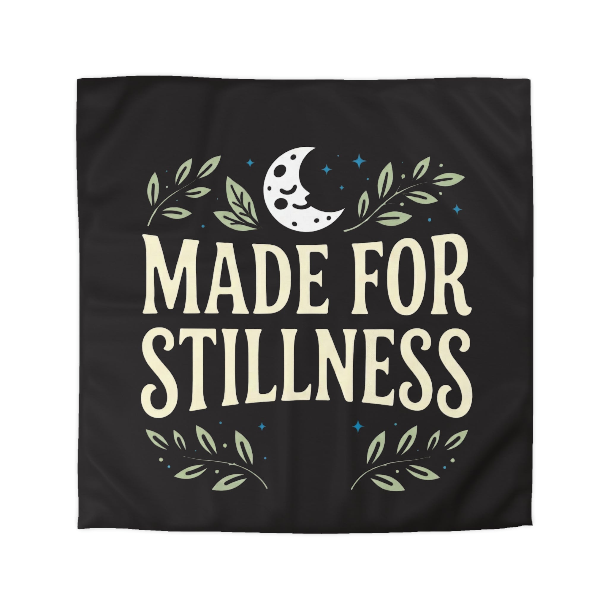 Made for Stillness Microfiber Duvet Cover — Calm Moon & Leaf Bedroom Decor