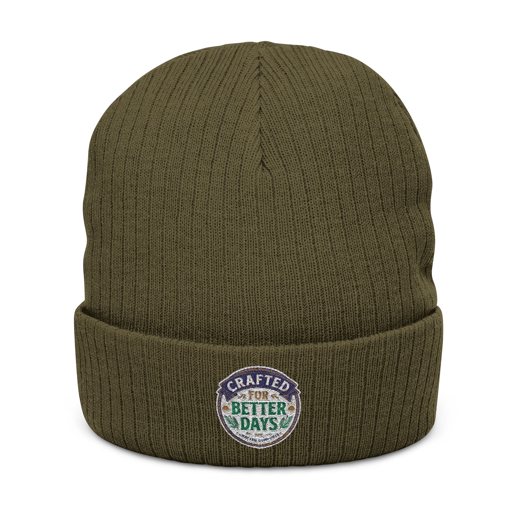 Embroidered 'Better Days' Ribbed Knit Beanie — Cozy Casual Winter Hat