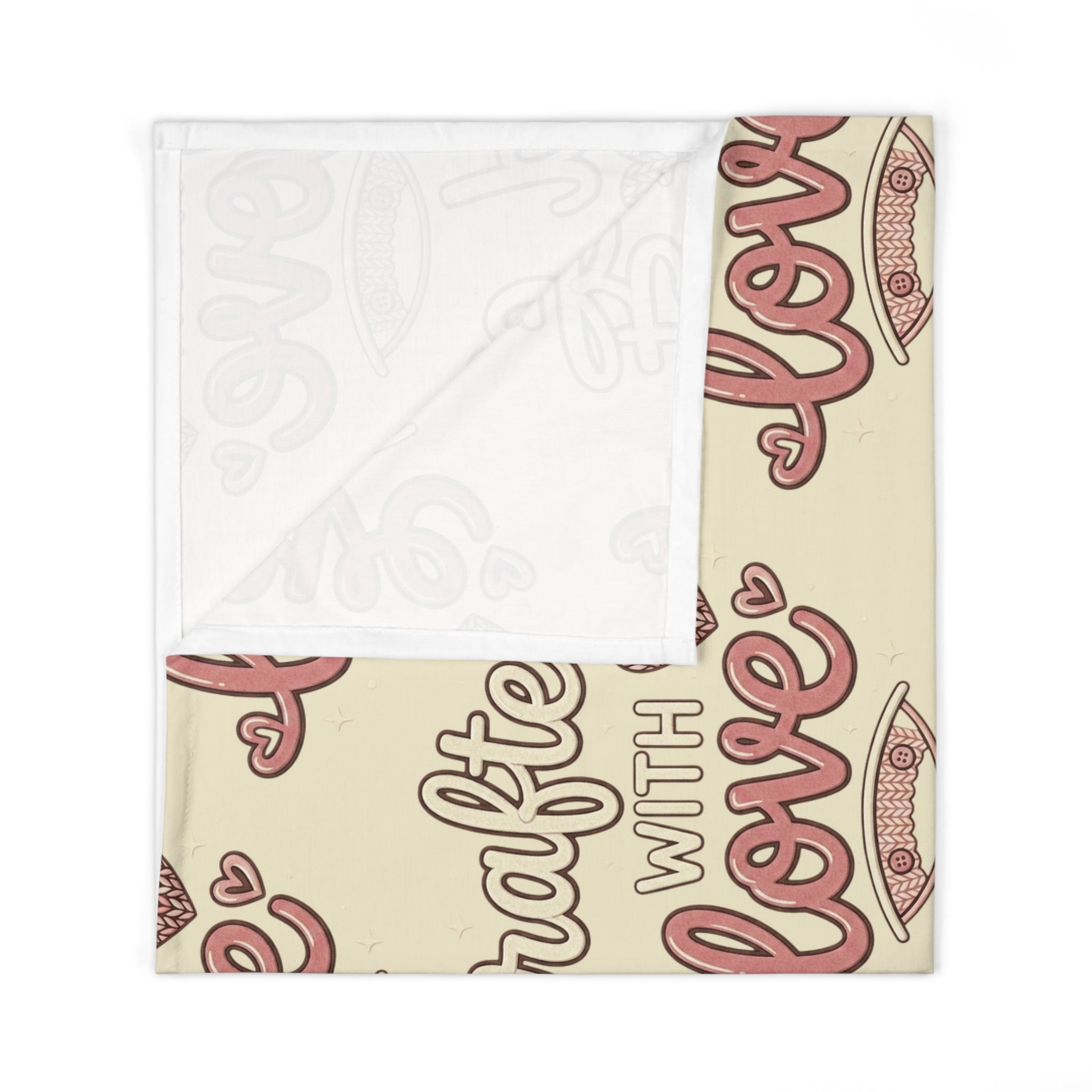 Swaddle Blanket - 'Crafted With Love' Baby Blanket (Neutral Pastel)