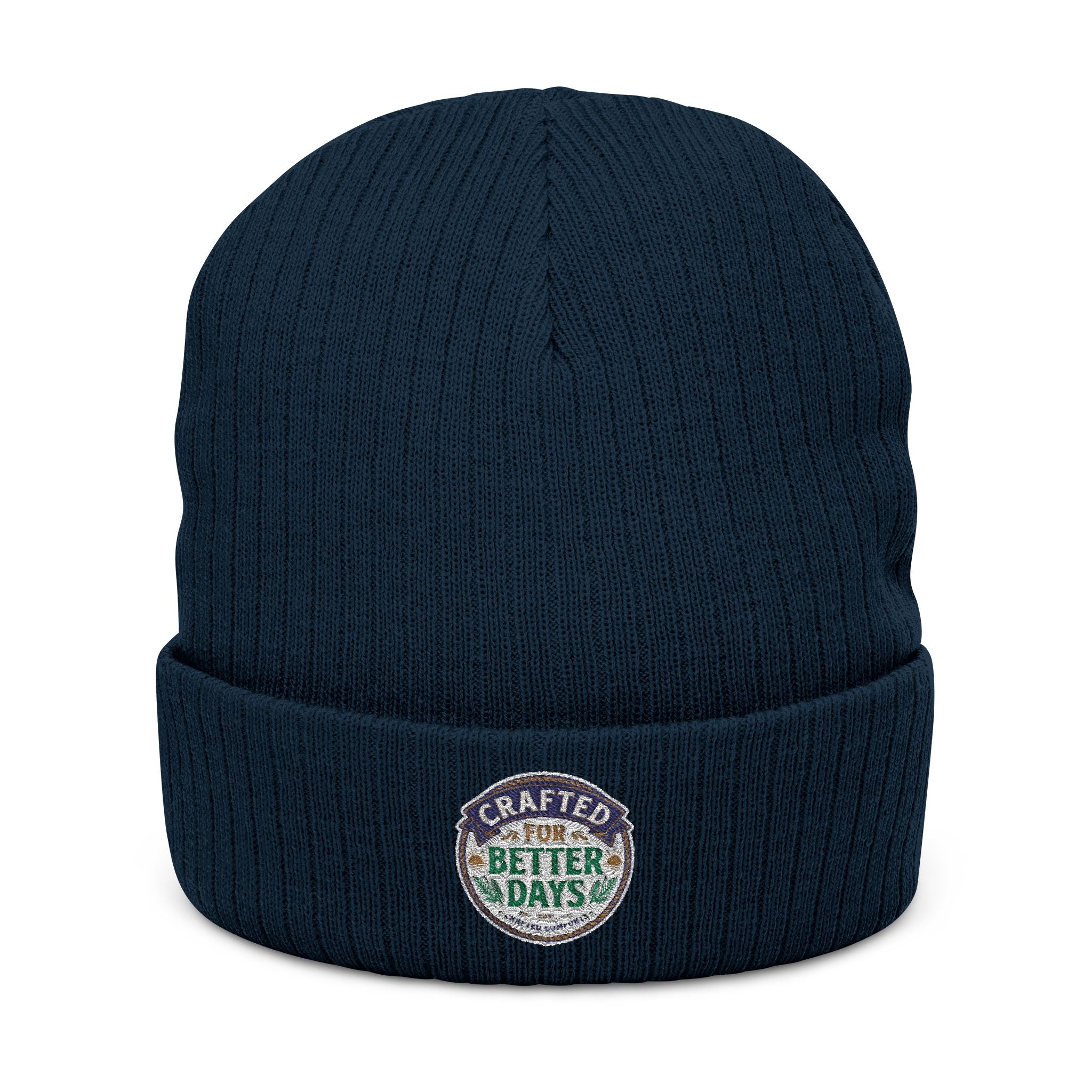 Embroidered 'Better Days' Ribbed Knit Beanie — Cozy Casual Winter Hat