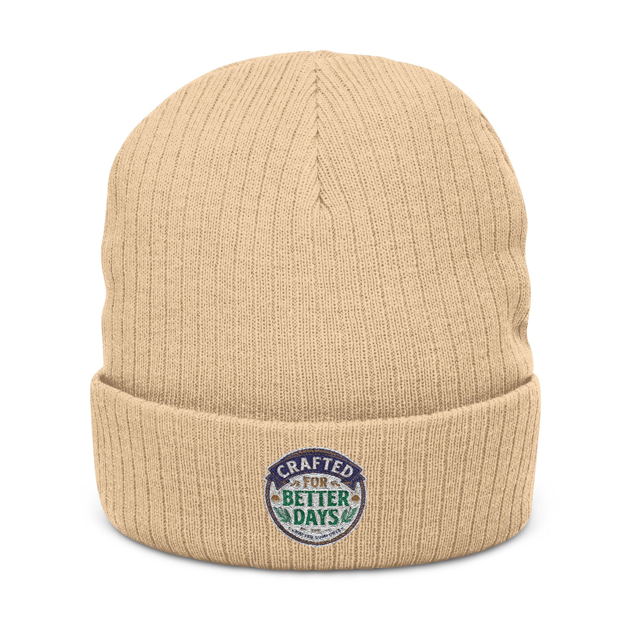 Embroidered 'Better Days' Ribbed Knit Beanie — Cozy Casual Winter Hat