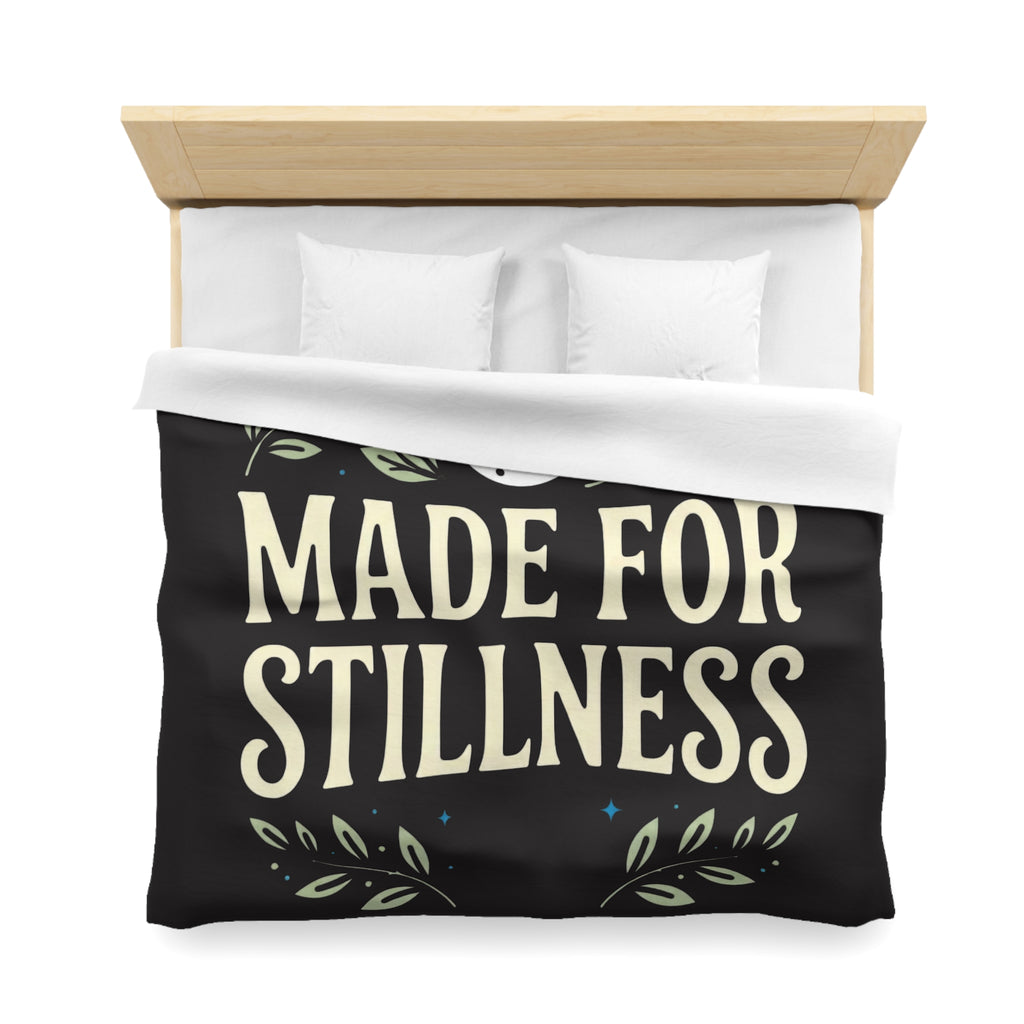 Made for Stillness Microfiber Duvet Cover — Calm Moon & Leaf Bedroom Decor