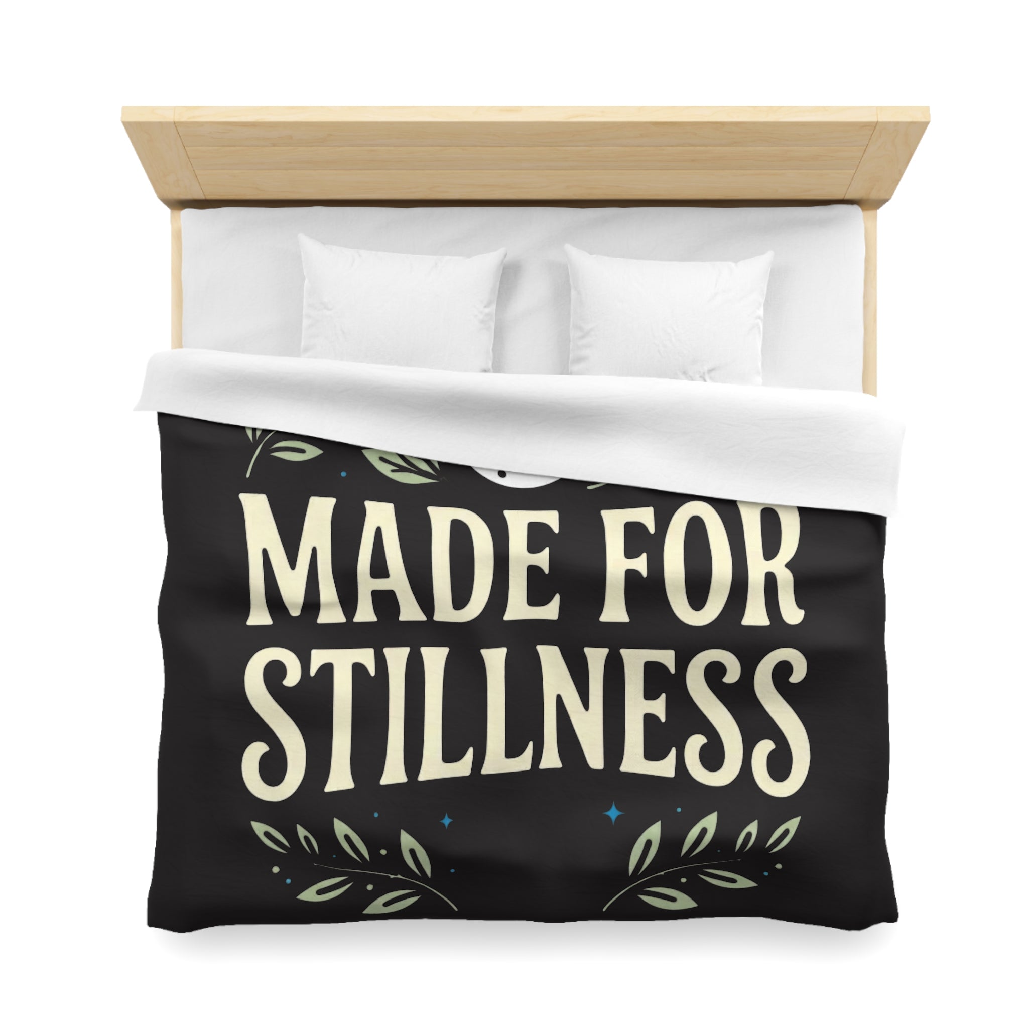 Made for Stillness Microfiber Duvet Cover — Calm Moon & Leaf Bedroom Decor