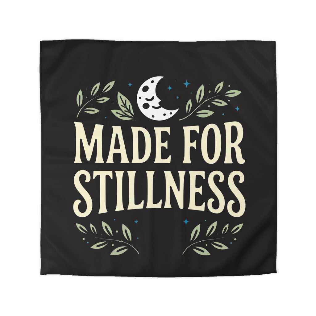 Made for Stillness Microfiber Duvet Cover — Calm Moon & Leaf Bedroom Decor