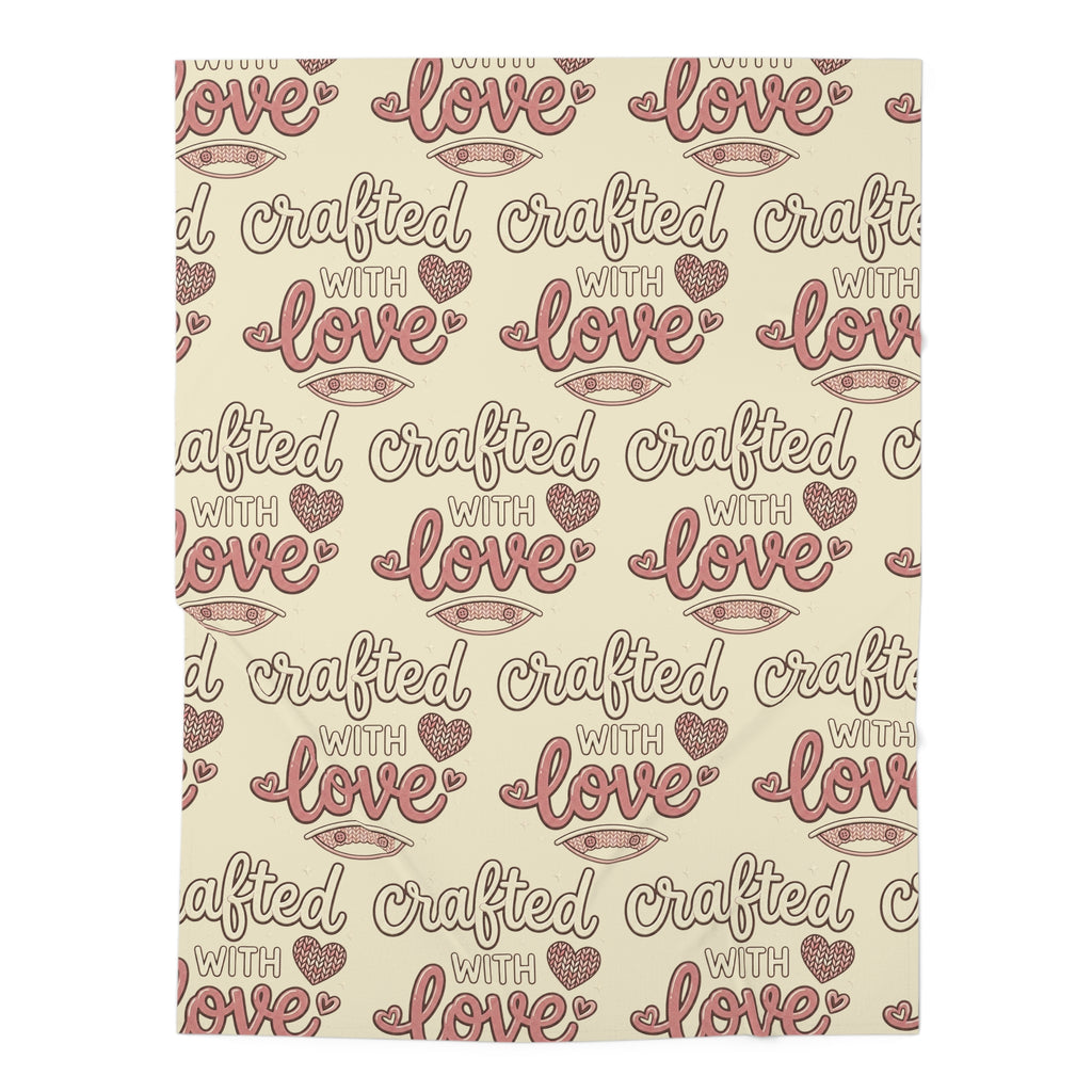 Swaddle Blanket - 'Crafted With Love' Baby Blanket (Neutral Pastel)