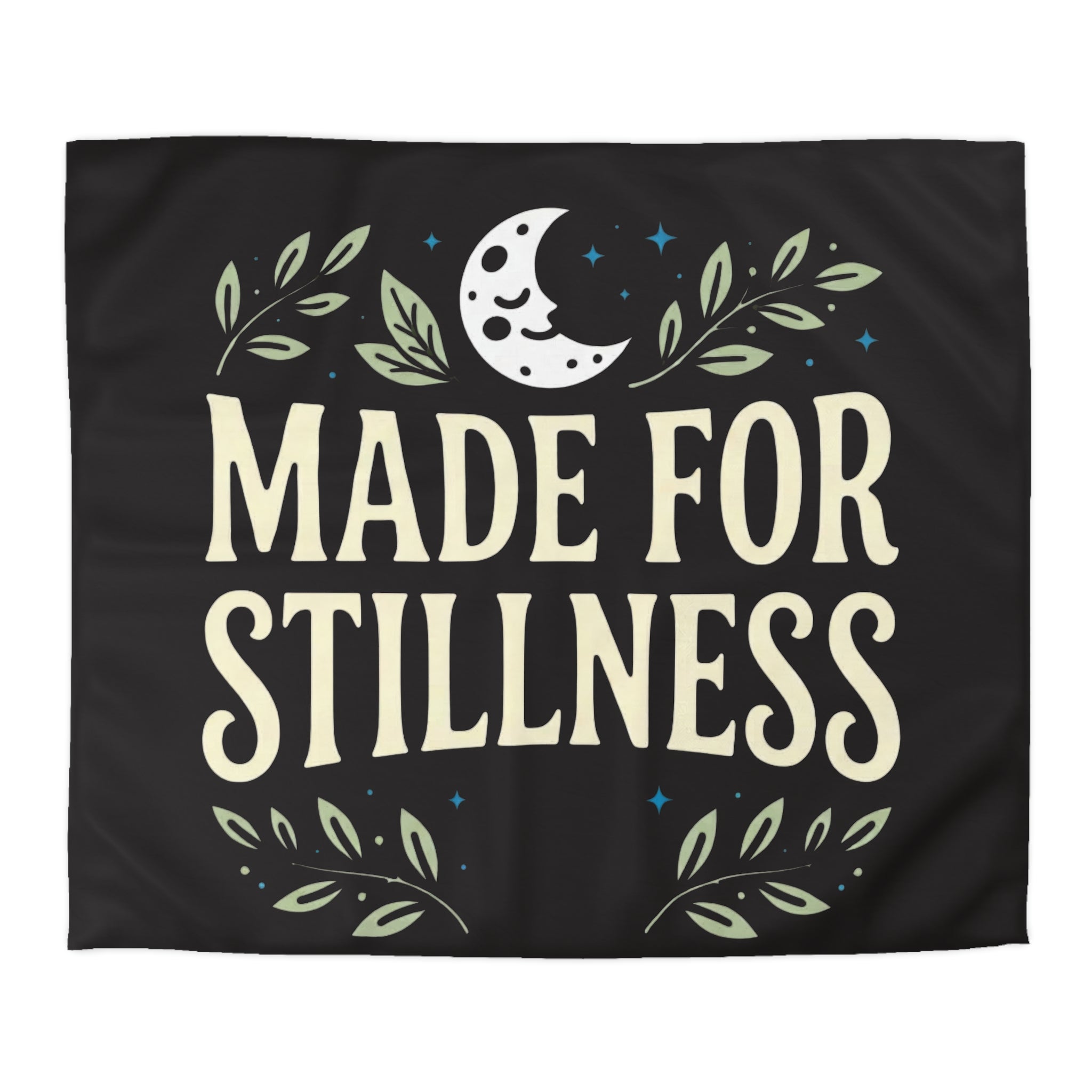 Made for Stillness Microfiber Duvet Cover — Calm Moon & Leaf Bedroom Decor