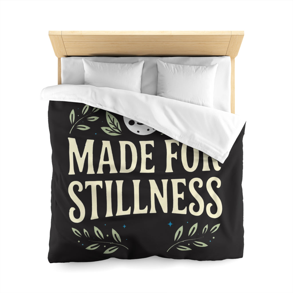 Made for Stillness Microfiber Duvet Cover — Calm Moon & Leaf Bedroom Decor